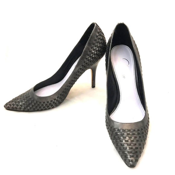 Delman Shoes - Delman Leather heels pumps basket weave pointed